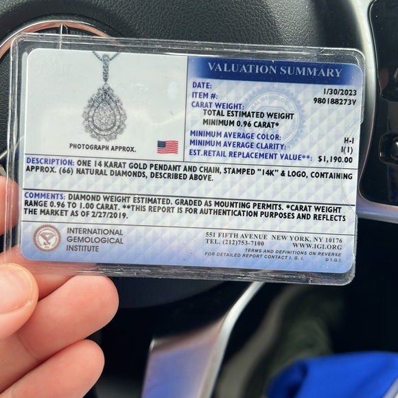 Elegant 14kt white solid gold natural diamond pendant necklace. - Picture 5 of 8